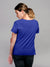 Back view of Fighterhero Women's Blue Round Neck T-shirt, highlighting the modern look and clean finish