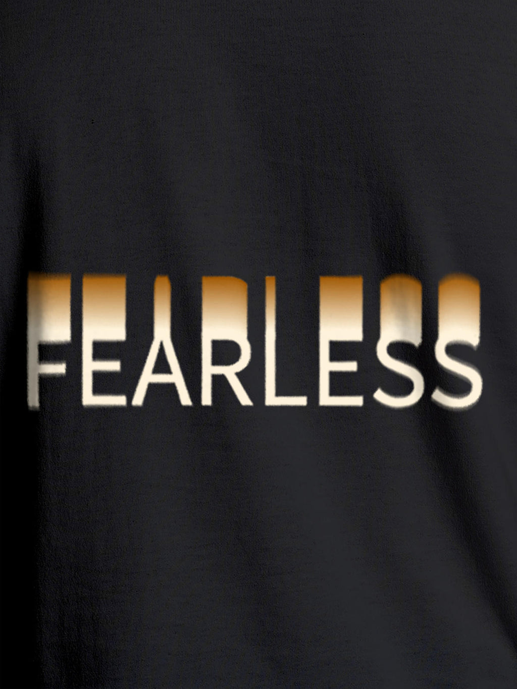 Close up of 'Fearless' design on Women's Dark Grey Round Neck T-shirt, highlighting intricate details and vibrant print.