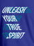 Close up of 'Unleash Your True Spirit' design on Men's Blue Round Neck T-shirt, highlighting intricate details and vibrant print.