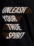 Close up of 'Unleash Your True Spirit' design on Men's Black Round Neck T-shirt, highlighting intricate details and vibrant print.