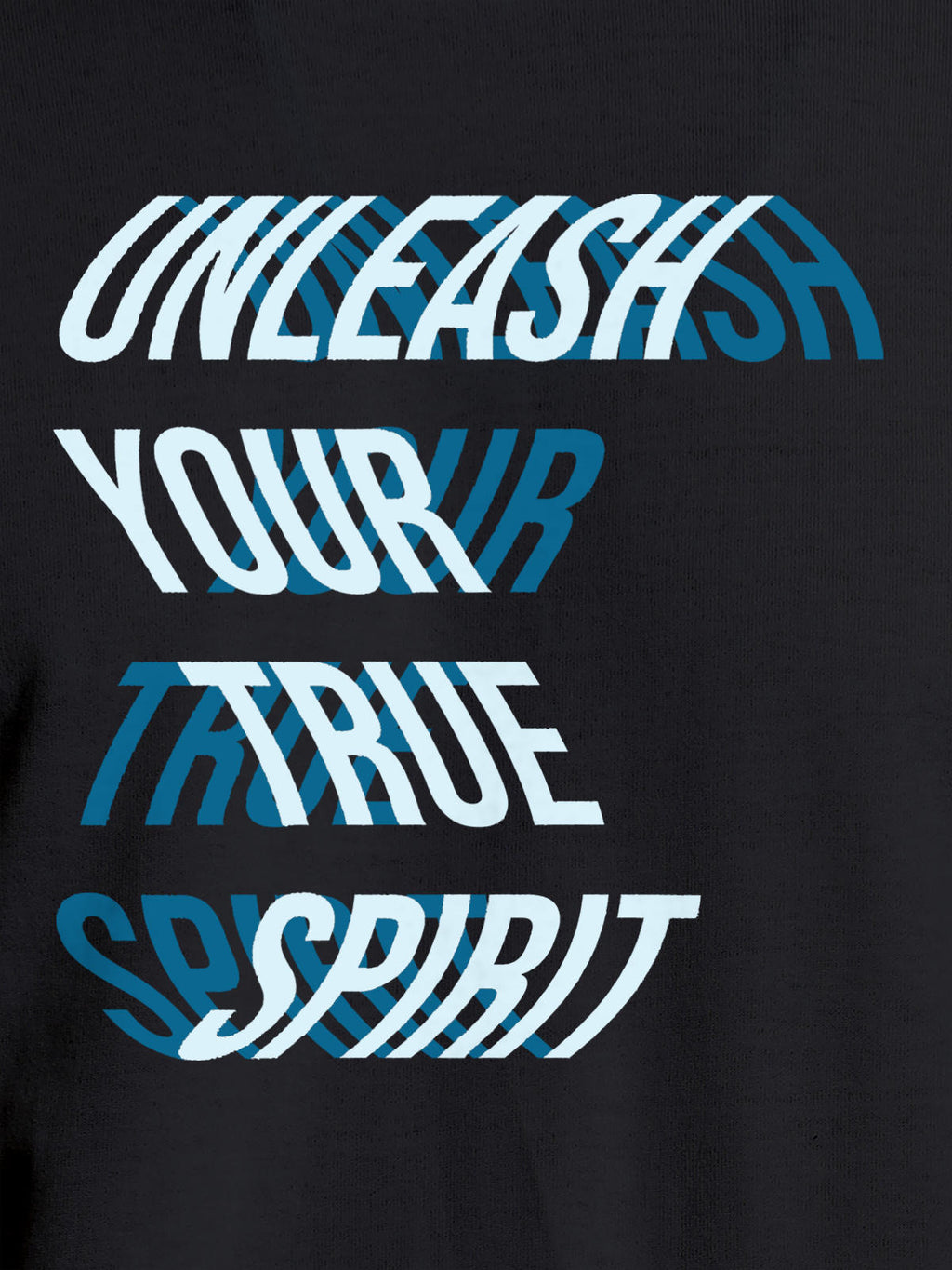 Close up of 'Unleash Your True Spirit' design on Women's Dark Grey Round Neck T-shirt, highlighting intricate details and vibrant print.