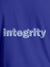 Close up of 'Integrity' design on Men's Blue Round Neck T-shirt, highlighting intricate details and vibrant print.
