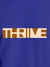 Close up of 'Thrive' design on Men's Blue Round Neck T-shirt, highlighting intricate details and vibrant print.