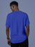 Back view of Fighterhero Men's Blue Round Neck T-shirt, highlighting the modern look and clean finish