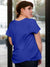 Back view of Fighterhero Women's Blue Round Neck T-shirt, highlighting the modern look and clean finish