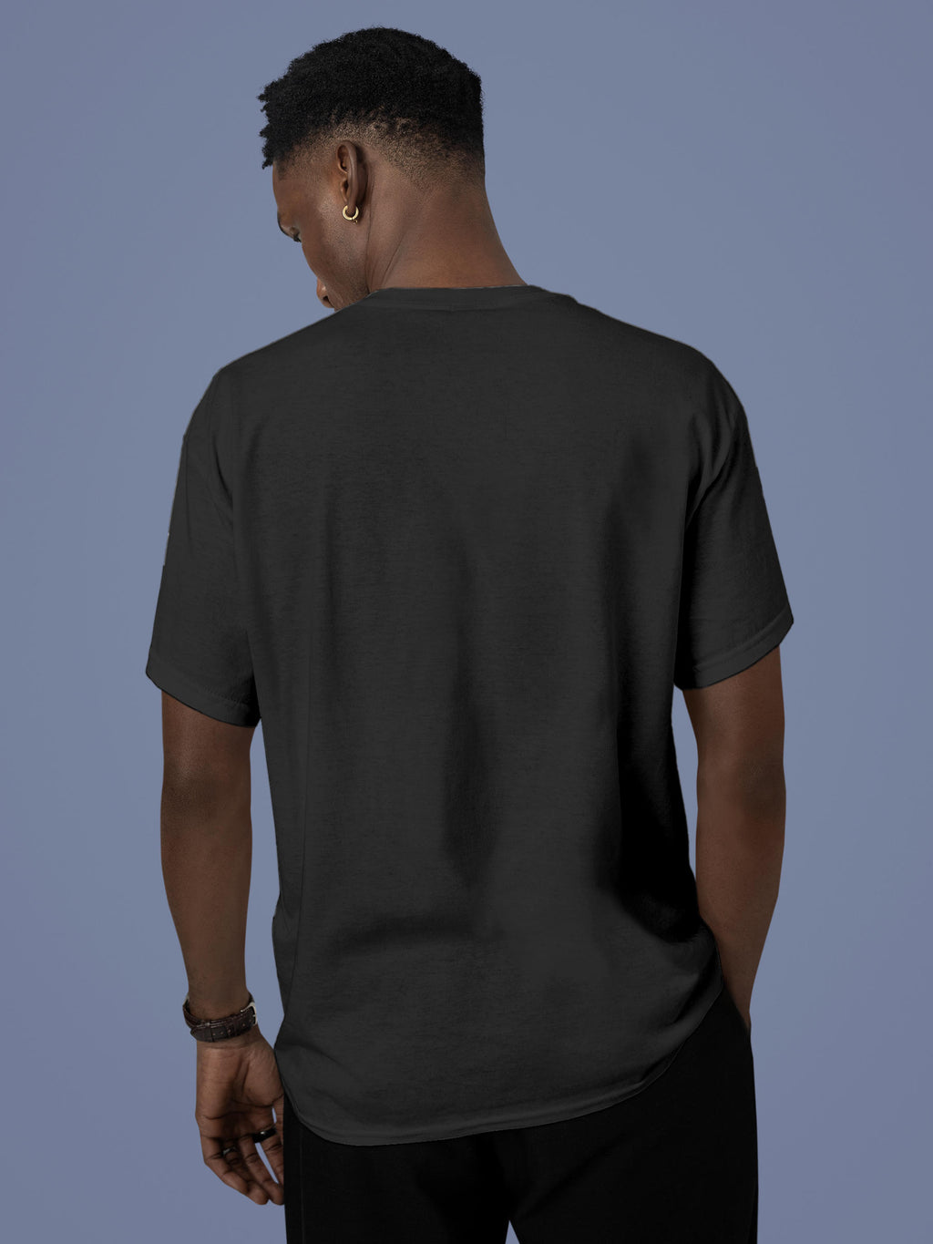 Back view of Fighterhero Men's Dark Grey Round Neck T-shirt, highlighting the modern look and clean finish