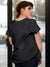 Back view of Fighterhero Women's Dark Grey Round Neck T-shirt, highlighting the modern look and clean finish