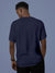 Back view of Fighterhero Men's Navy Blue Round Neck T-shirt, highlighting the modern look and clean finish