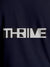 Close up of 'Thrive' design on Women's Navy Blue Round Neck T-shirt, highlighting intricate details and vibrant print.