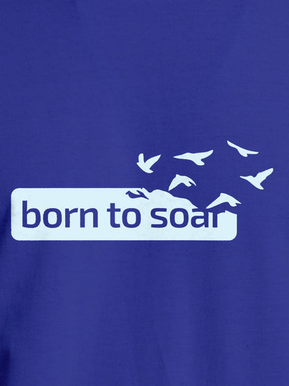 Close up of 'Born To Soar' design on Men's Blue Round Neck T-shirt, highlighting intricate details and vibrant print.