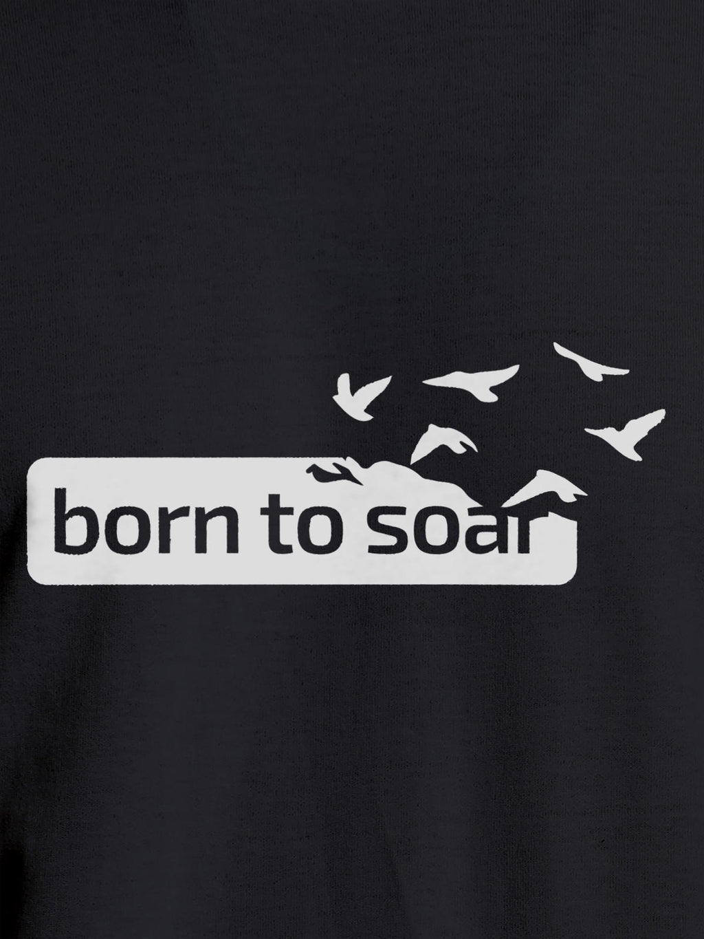 Close up of 'Born To Soar' design on Men's Dark Grey Round Neck T-shirt, highlighting intricate details and vibrant print.