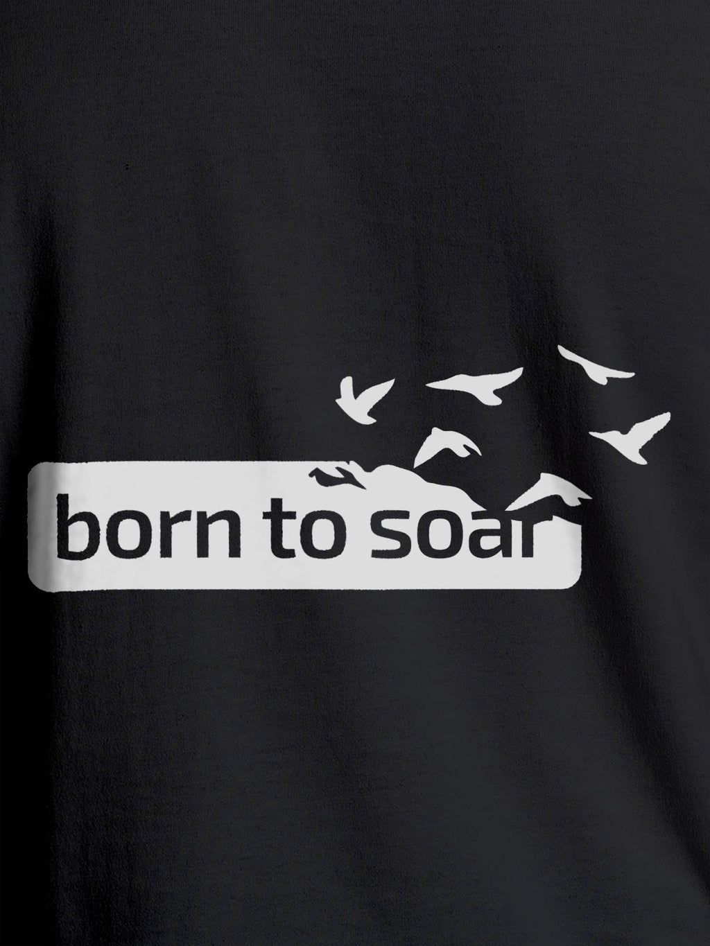 Close up of 'Born To Soar' design on Women's Dark Grey Round Neck T-shirt, highlighting intricate details and vibrant print.