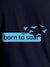 Close up of 'Born To Soar' design on Women's Navy Blue Round Neck T-shirt, highlighting intricate details and vibrant print.