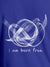 Close up of 'Born Free' design on Men's Blue Round Neck T-shirt, highlighting intricate details and vibrant print.