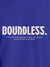 Close up of 'Boundless' design on Men's Blue Round Neck T-shirt, highlighting intricate details and vibrant print.