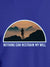 Close up of 'Limitless Will' design on Men's Blue Round Neck T-shirt, highlighting intricate details and vibrant print.