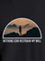 Close up of 'Limitless Will' design on Men's Dark Grey Round Neck T-shirt, highlighting intricate details and vibrant print.