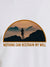 Close up of 'Limitless Will' design on Men's White Round Neck T-shirt, highlighting intricate details and vibrant print.