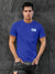 Front view of Fighterhero Men's Blue Round Neck T-shirt, highlighting the 'broken chains' design on the chest.