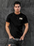Front view of Fighterhero Men's Black Round Neck T-shirt, highlighting the 'broken chains' design on the chest.