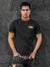 Front view of Fighterhero Men's Dark Grey Round Neck T-shirt, highlighting the 'broken chains' design on the chest.