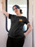 Front view of Fighterhero Women's Dark Grey Round Neck T-shirt, highlighting the 'broken chains' design on the chest.