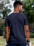 Back view of Fighterhero Men's Navy Blue Round Neck T-shirt, highlighting the modern look and clean finish
