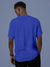 Back view of Fighterhero Men's Blue Round Neck T-shirt, highlighting the modern look and clean finish