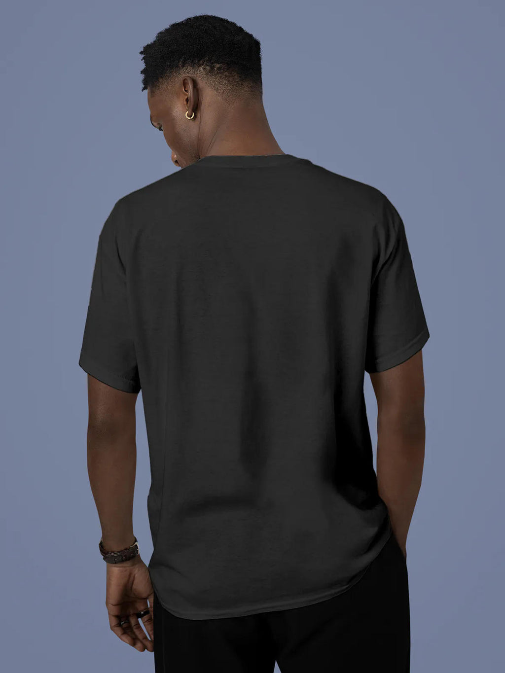 Back view of Fighterhero Men's Dark Grey Round Neck T-shirt, highlighting the modern look and clean finish