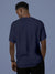 Back view of Fighterhero Men's Navy Blue Round Neck T-shirt, highlighting the modern look and clean finish