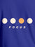 Close up of 'Focus On Goal' design on Women's Blue Round Neck T-shirt, highlighting intricate details and vibrant print.