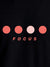 Close up of 'Focus On Goal' design on Men's Black Round Neck T-shirt, highlighting intricate details and vibrant print.