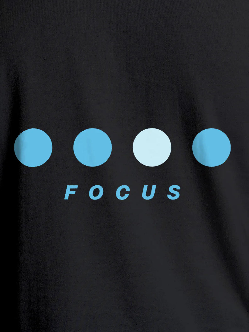 Close up of 'Focus On Goal' design on Women's Dark Grey Round Neck T-shirt, highlighting intricate details and vibrant print.