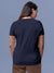 Back view of Fighterhero Women's Navy Blue Round Neck T-shirt, highlighting the modern look and clean finish