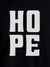 Close up of 'Hope' design on Men's Black Round Neck T-shirt, highlighting intricate details and vibrant print.