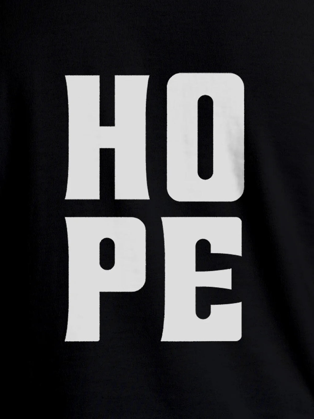 Close up of 'Hope' design on Women's Black Round Neck T-shirt, highlighting intricate details and vibrant print.