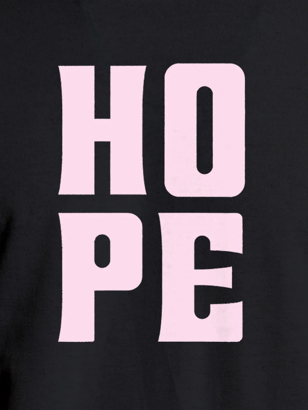 Close up of 'Hope' design on Men's Dark Grey Round Neck T-shirt, highlighting intricate details and vibrant print.