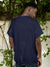 Back view of Fighterhero Men's Navy Blue Round Neck T-shirt, highlighting the modern look and clean finish
