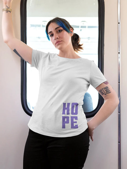 Fighterhero T-shirts: Model wearing Women's White Round Neck T-shirt with 'Hope' design