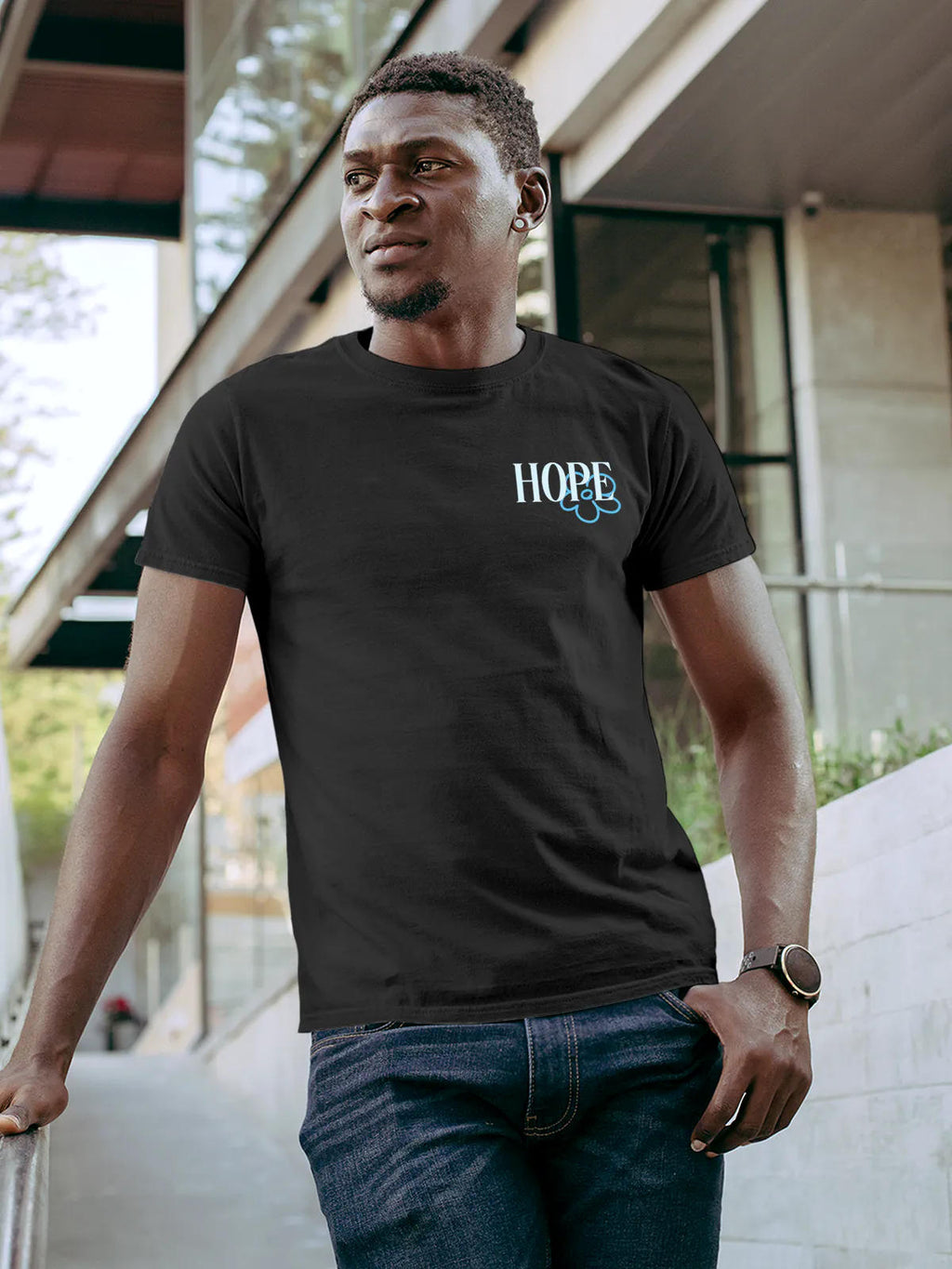 Front view of Fighterhero Men's Dark Grey Round Neck T-shirt, highlighting the 'broken chains' design on the chest.