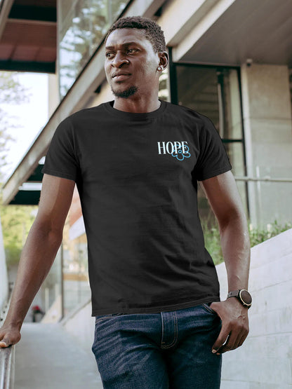 Front view of Fighterhero Men's Dark Grey Round Neck T-shirt, highlighting the 'broken chains' design on the chest.