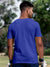 Back view of Fighterhero Men's Blue Round Neck T-shirt, highlighting the modern look and clean finish