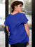 Back view of Fighterhero Women's Blue Round Neck T-shirt, highlighting the modern look and clean finish