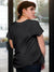 Back view of Fighterhero Women's Dark Grey Round Neck T-shirt, highlighting the modern look and clean finish