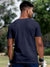Back view of Fighterhero Men's Navy Blue Round Neck T-shirt, highlighting the modern look and clean finish