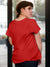 Back view of Fighterhero Women's Red Round Neck T-shirt, highlighting the modern look and clean finish