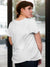 Back view of Fighterhero Women's White Round Neck T-shirt, highlighting the modern look and clean finish