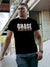 Front view of Fighterhero Men's Black Round Neck T-shirt, highlighting the 'broken chains' design on the chest.
