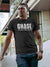 Front view of Fighterhero Men's Dark Grey Round Neck T-shirt, highlighting the 'broken chains' design on the chest.