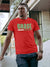 Front view of Fighterhero Men's Red Round Neck T-shirt, highlighting the 'broken chains' design on the chest.
